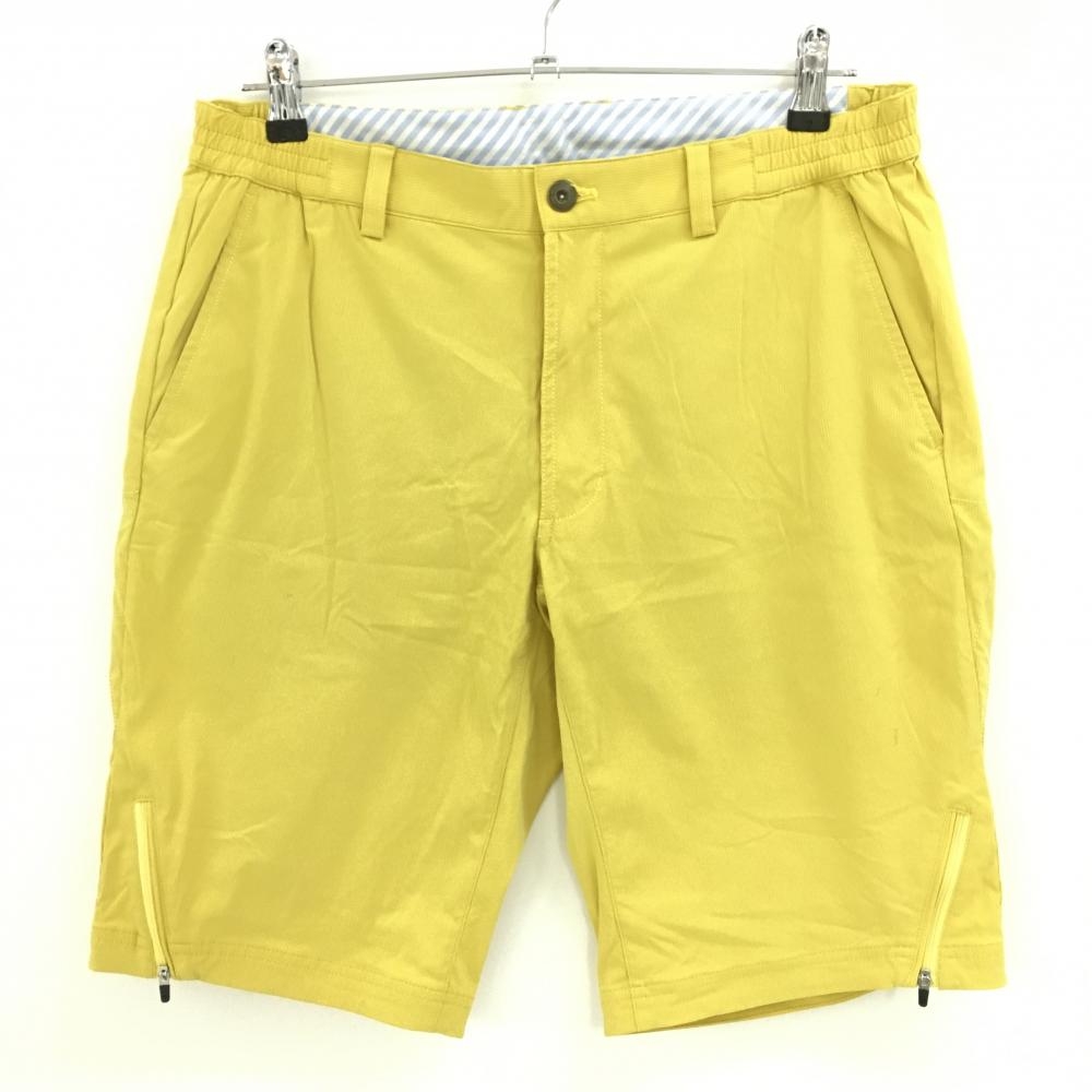 マンシングウェア ハーフパンツ イエロー ストライプ地模様 裾ジップ メンズ 84-88 ゴルフウェア Munsingwear