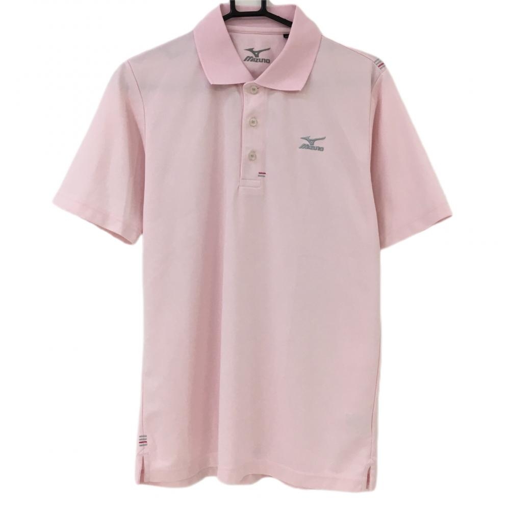 【超美品】ミズノ 半袖ポロシャツ ピンク シンプル メンズ L ゴルフウェア MIZUNO