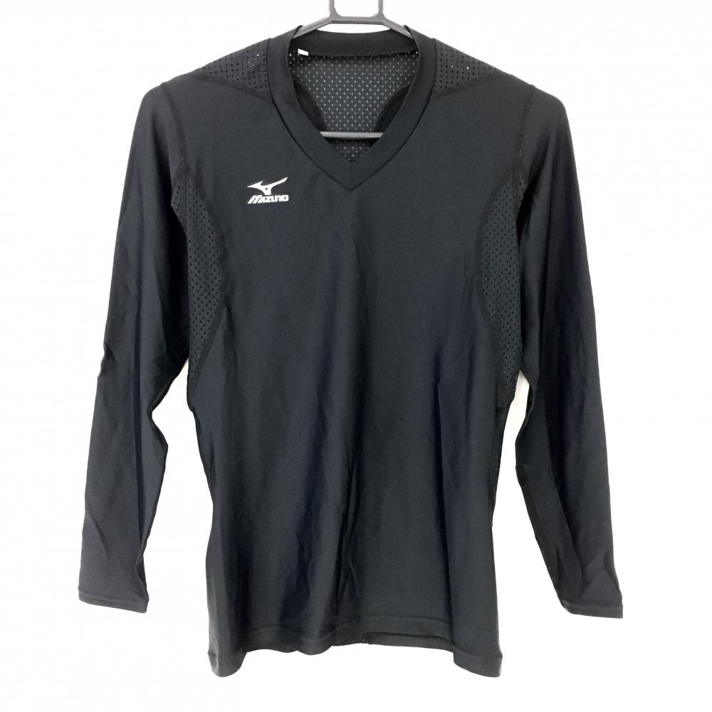 【美品】ミズノ インナーシャツ 黒 一部メッシュ メンズ L ゴルフウェア MIZUNO