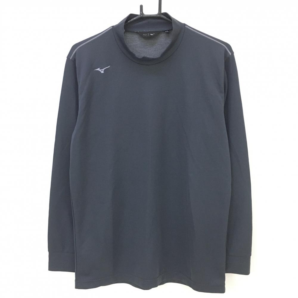 【美品】ミズノゴルフ インナーシャツ グレー ブレスサーモ混 ハイネック メンズ L ゴルフウェア MIZUNO