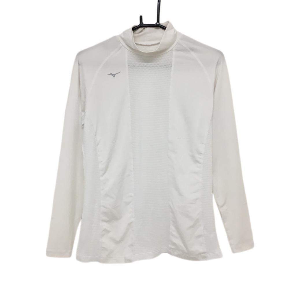 【超美品】ミズノ インナーシャツ 白 一部メッシュ ハイネック メンズ L ゴルフウェア MIZUNO