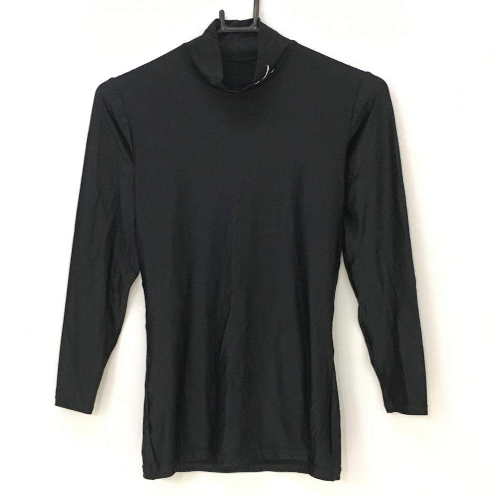 【超美品】ミズノ インナーシャツ 黒 ネックロゴ白 ハイネック メンズ M ゴルフウェア MIZUNO