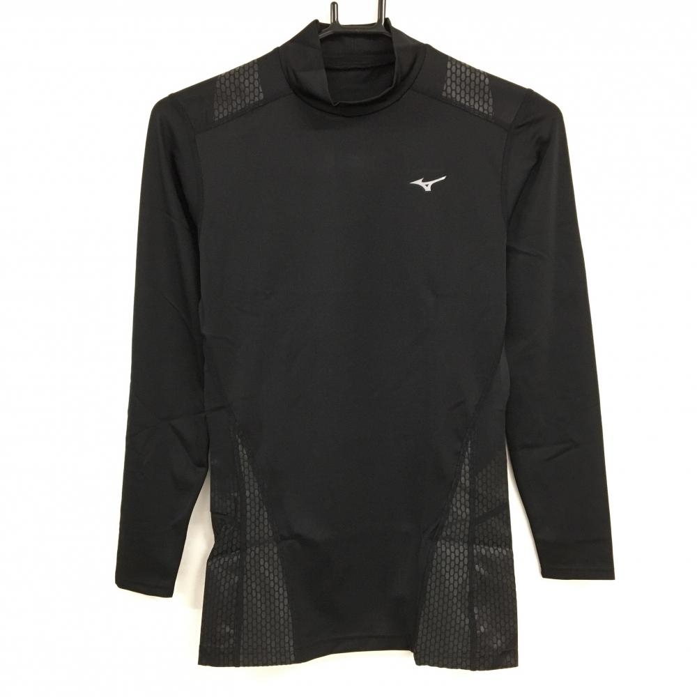 【新品】ミズノ ハイネックインナーシャツ 黒 バイオギア ロゴプリント メンズ L ゴルフウェア MIZUNO