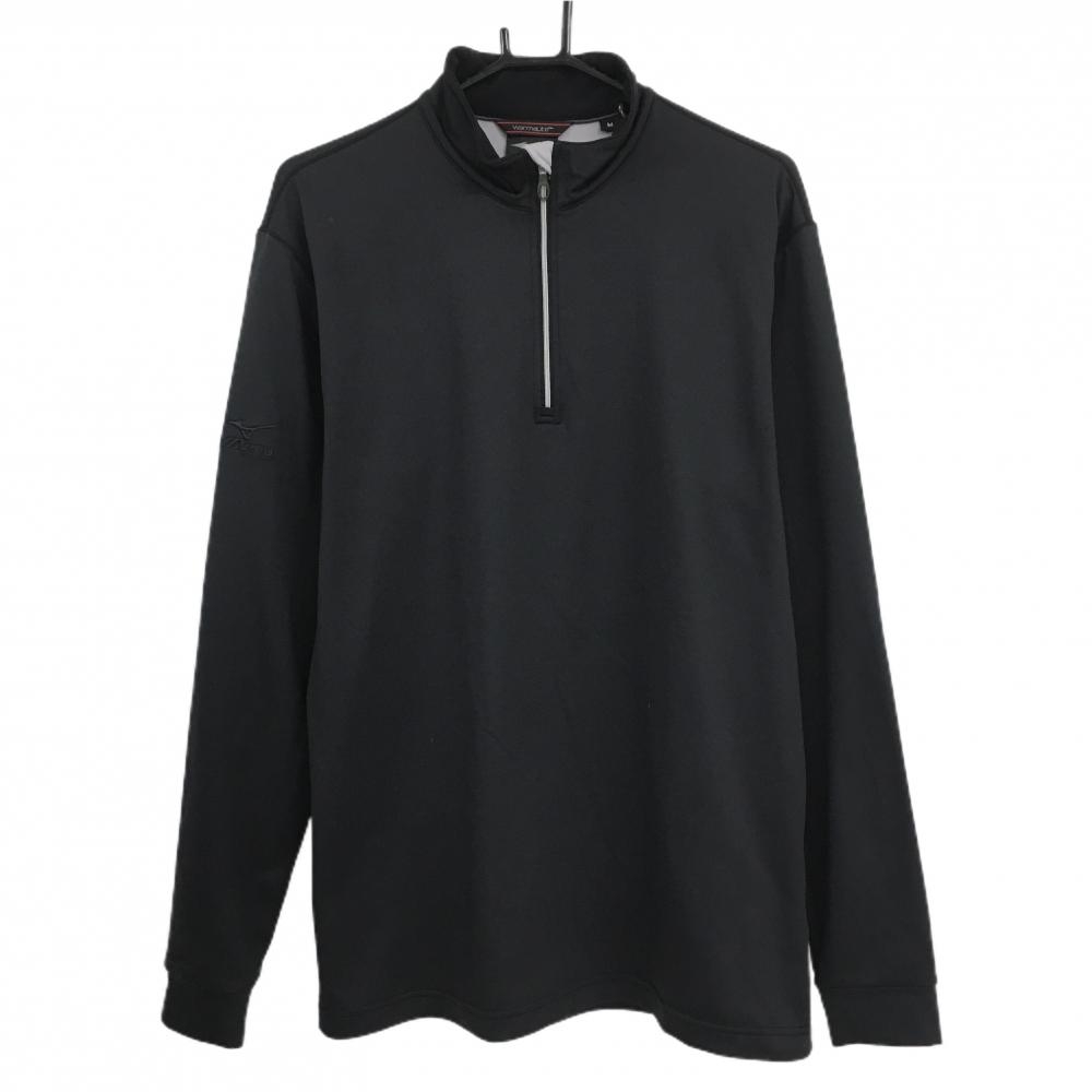 【超美品】ミズノ 長袖ハイネックシャツ 黒 ハーフジップ 裏微起毛  メンズ M ゴルフウェア MIZUNO