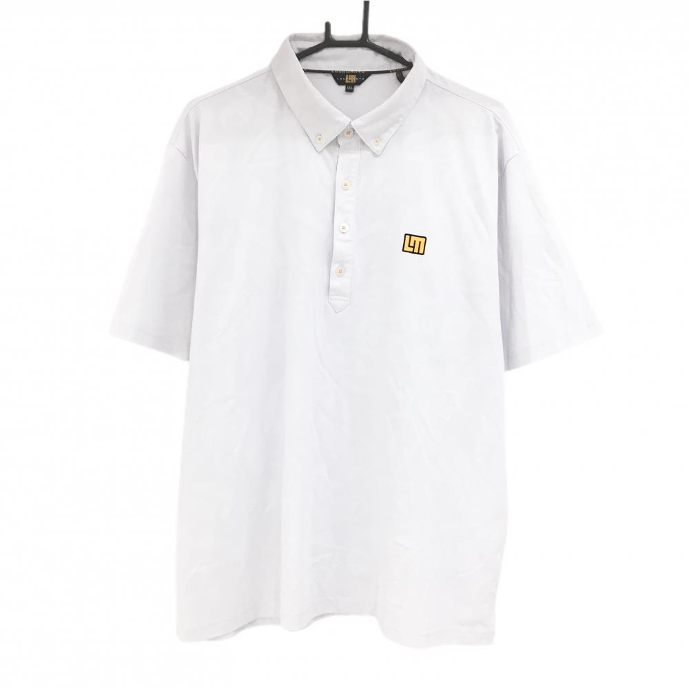 ラウドマウス 半袖ポロシャツ 白 シャガデリック ボタンダウン 地模様 メンズ XXL ゴルフウェア 大きいサイズ LOUDMOUTH