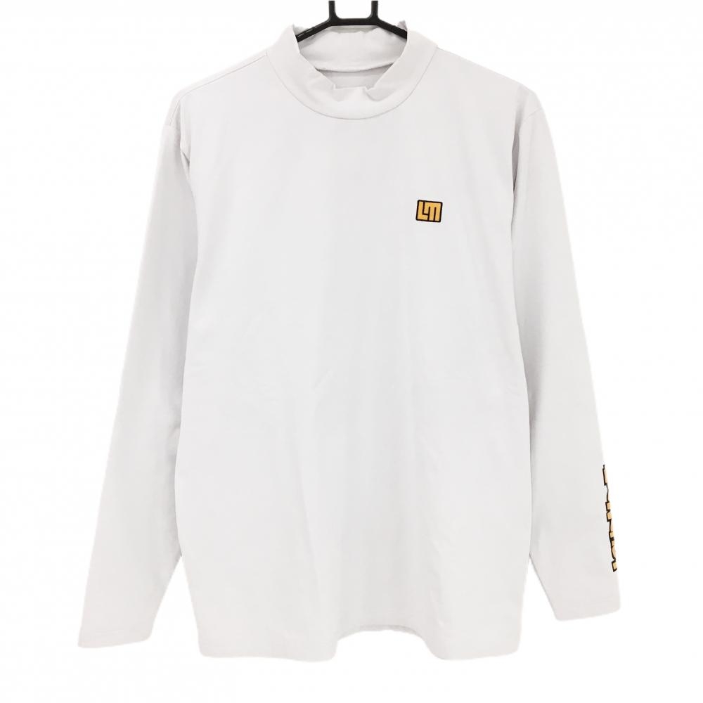 【超美品】ラウドマウス 長袖ハイネックシャツ 白 袖ロゴ 裏微起毛 メンズ LL ゴルフウェア LOUDMOUTH