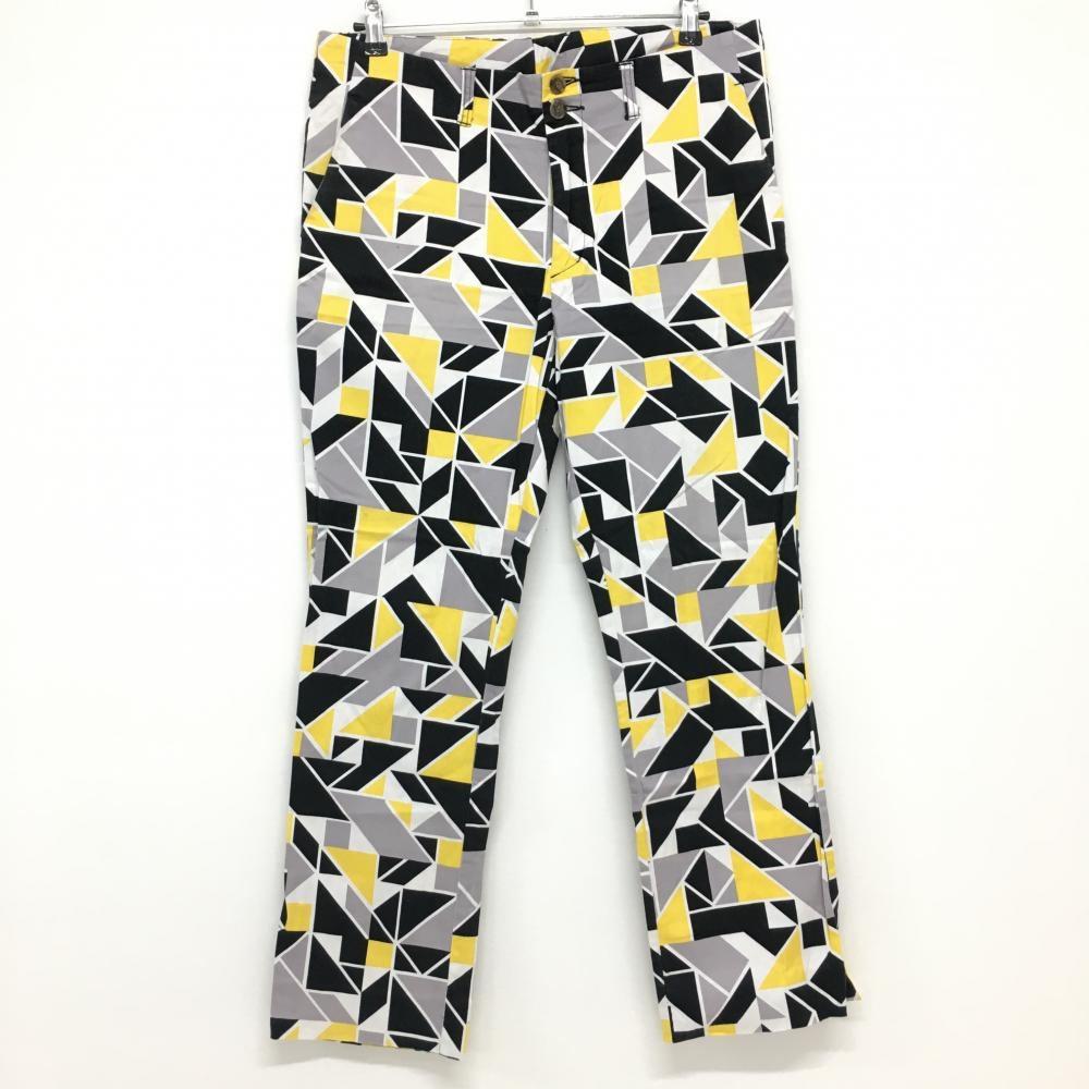 ラウドマウス パンツ 黒×イエロー 総柄 ストレッチ メンズ 36×30L ゴルフウェア LOUDMOUTH