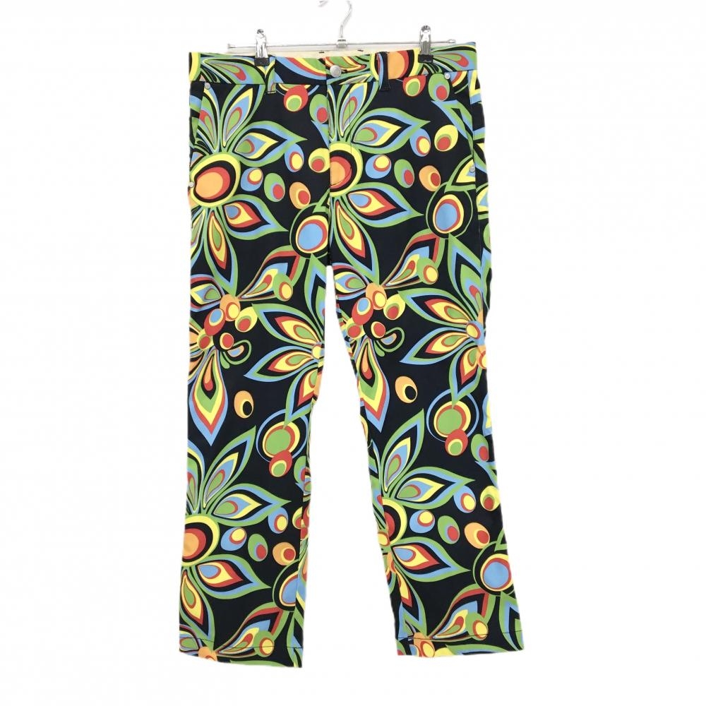 【超美品】ラウドマウス パンツ 黒×マルチカラー シャガデリックブラック柄 バックロゴ メンズ LL ゴルフウェア LOUDMOUTH