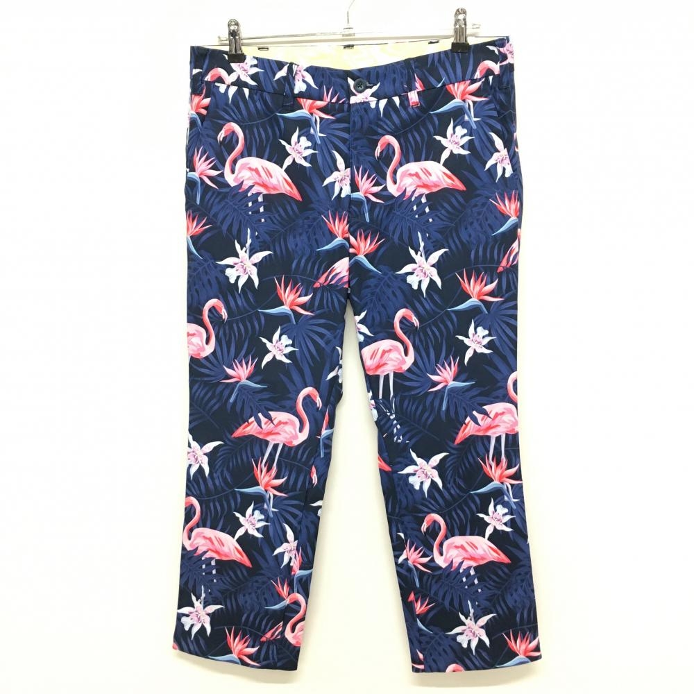 【美品】ラウドマウス パンツ ネイビー×ピンク 総柄 キーラーゴ メンズ L ゴルフウェア サンプル品 LOUDMOUTH