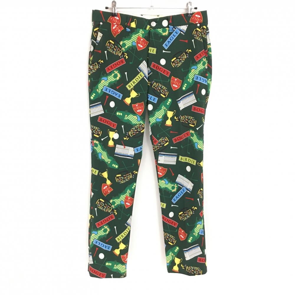 ラウドマウス パンツ ダークグリーン×マルチカラー スウィルカンバーン柄 バックロゴ メンズ LL ゴルフウェア LOUDMOUTH