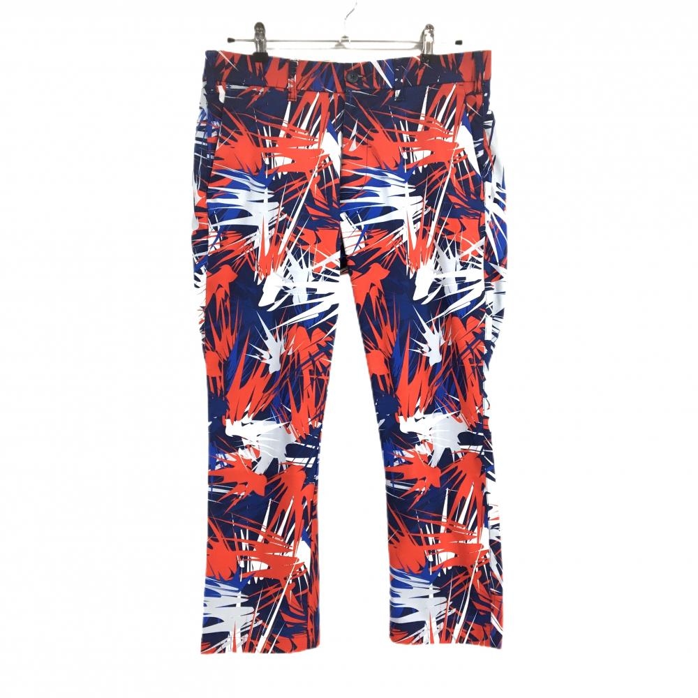 ラウドマウス パンツ ネイビー×レッド 総柄 ストレッチ  メンズ L ゴルフウェア LOUDMOUTH