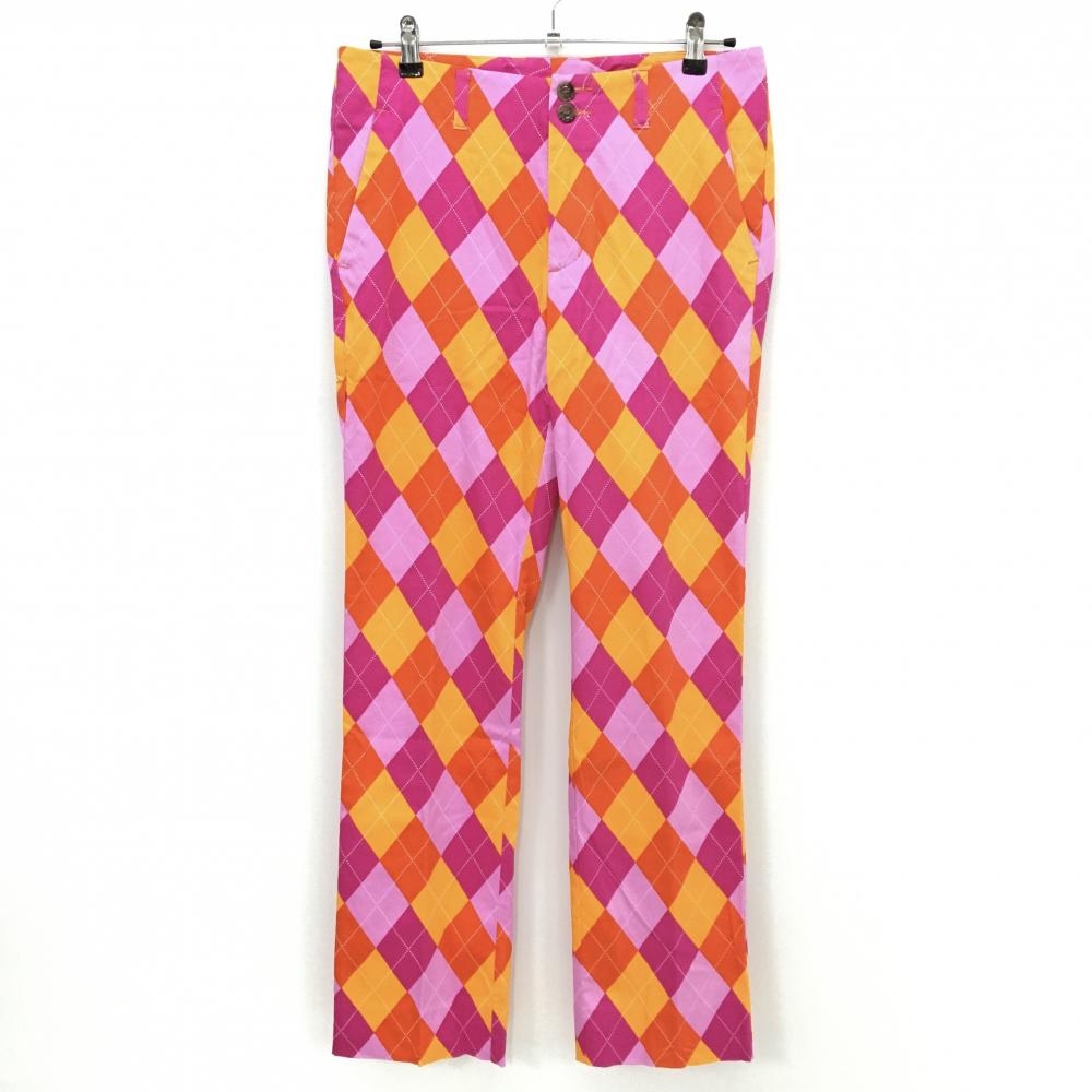 ラウドマウス パンツ ピンク×オレンジ アーガイル柄 ラズベリーシャーベット ストレッチ メンズ L ゴルフウェア LOUDMOUTH