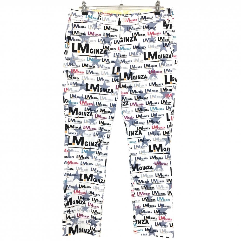 【美品】ラウドマウス パンツ 白×グレー系×黒 総柄 ストレッチ  メンズ L ゴルフウェア LOUDMOUTH