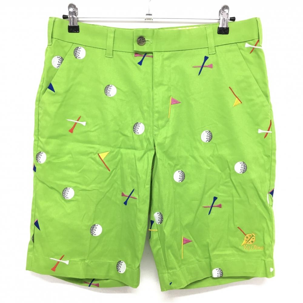 【新品】ラウドマウス ハーフパンツ ライトグリーン×白 ゴルフボール柄 ティー柄  メンズ 32 ゴルフウェア LOUDMOUTH