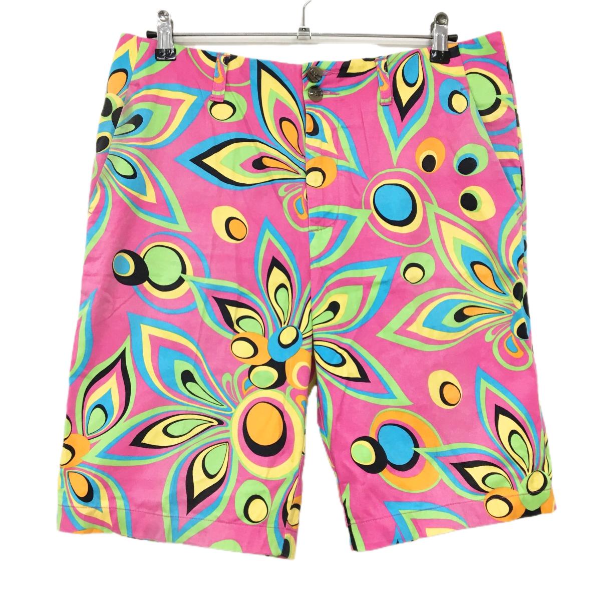 ラウドマウス ハーフパンツ ピンク×マルチカラー シャガデリック メンズ 34 ゴルフウェア LOUDMOUTH