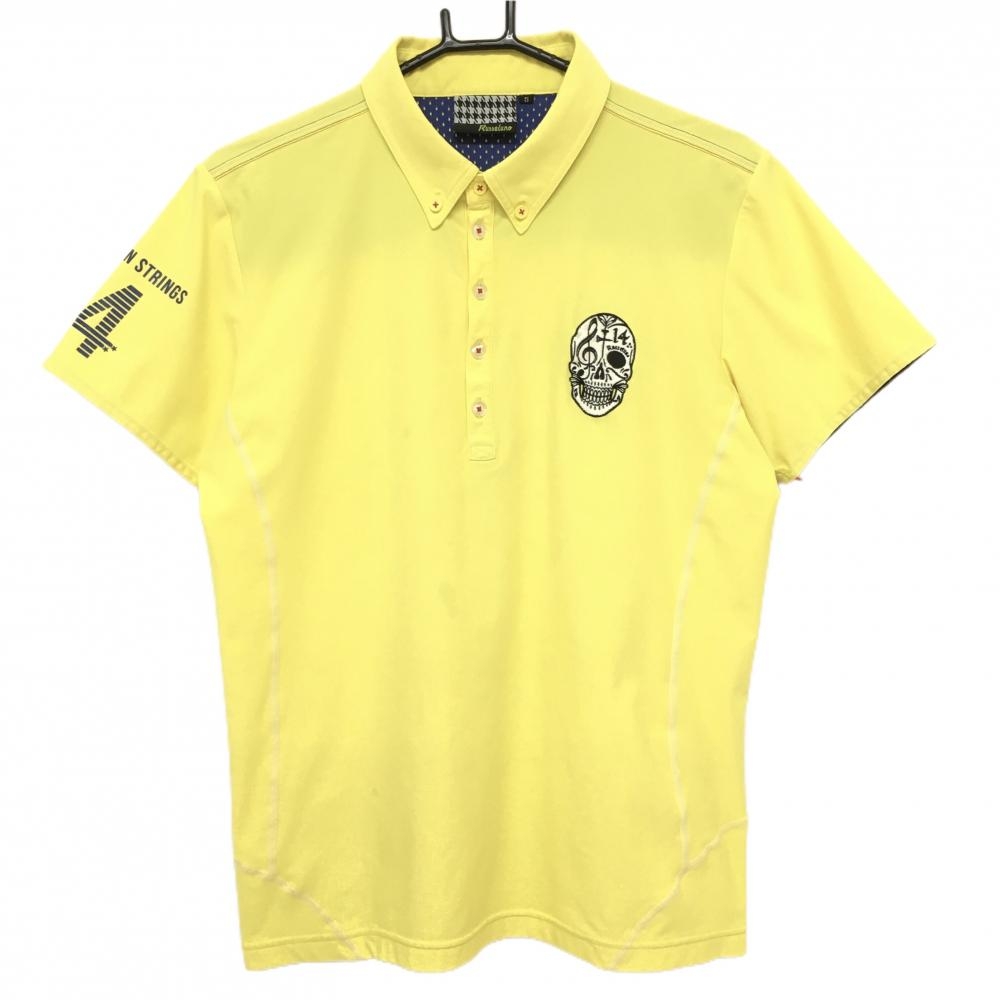 ラッセルノ 半袖ポロシャツ イエロー スカル ボタンダウン メンズ 5(L) ゴルフウェア RUSSELUNO