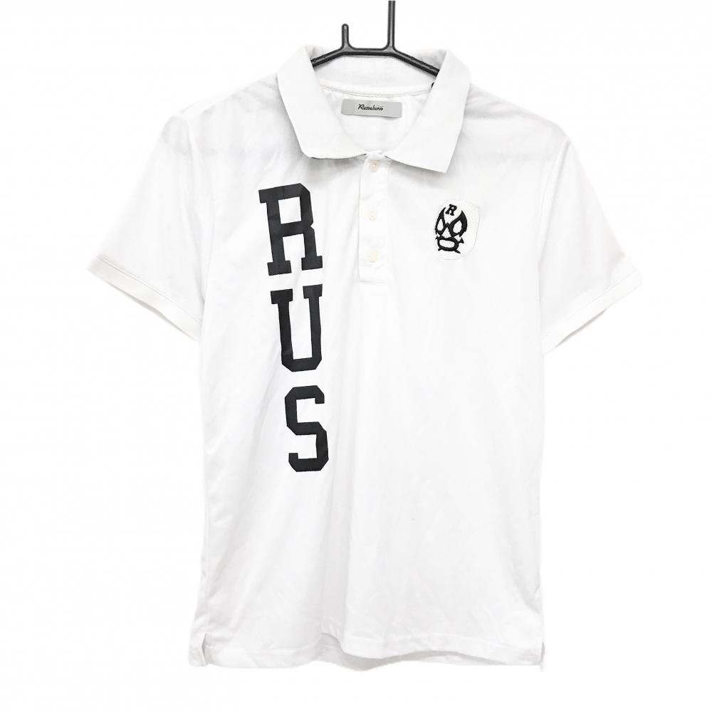 ラッセルノ 半袖ポロシャツ 白×黒 ルチャマスク  メンズ 4(M) ゴルフウェア RUSSELUNO