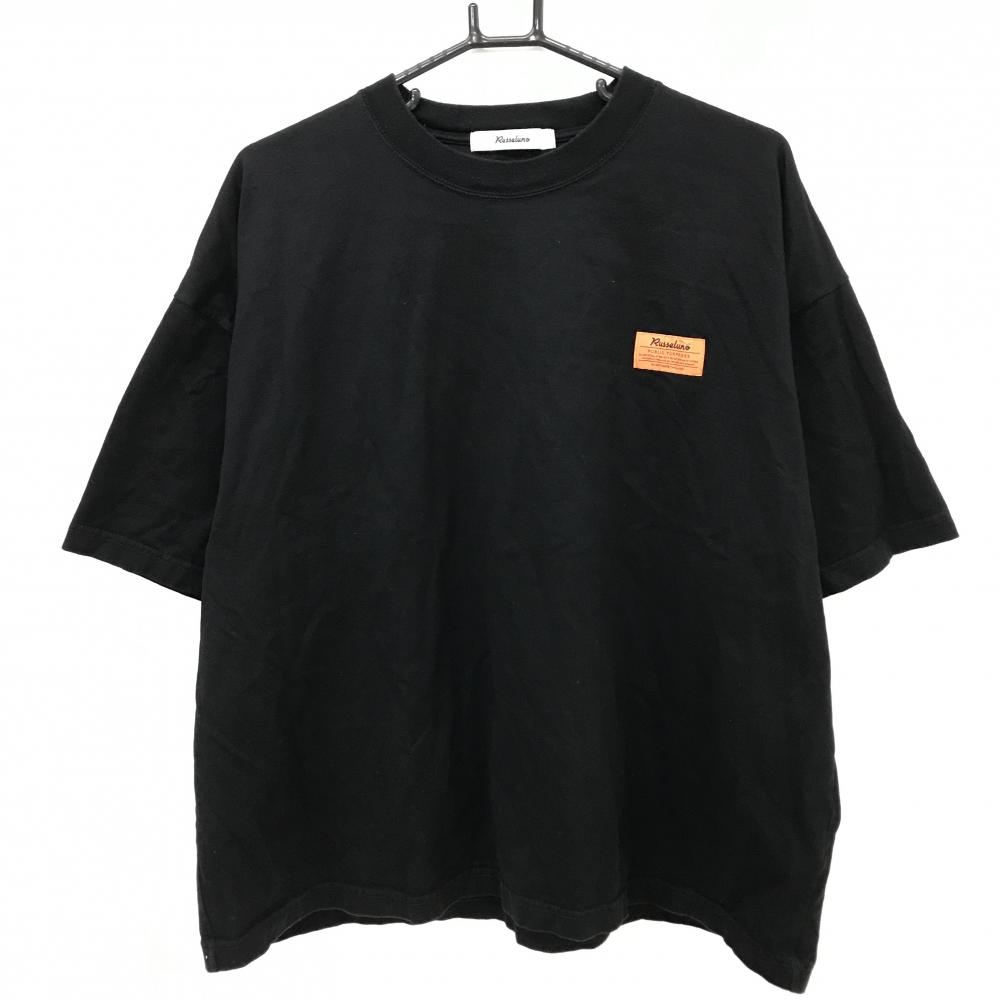 【美品】ラッセルノ Tシャツ 黒 綿100％ バックプリント メンズ 7(2XL) ゴルフウェア RUSSELUNO