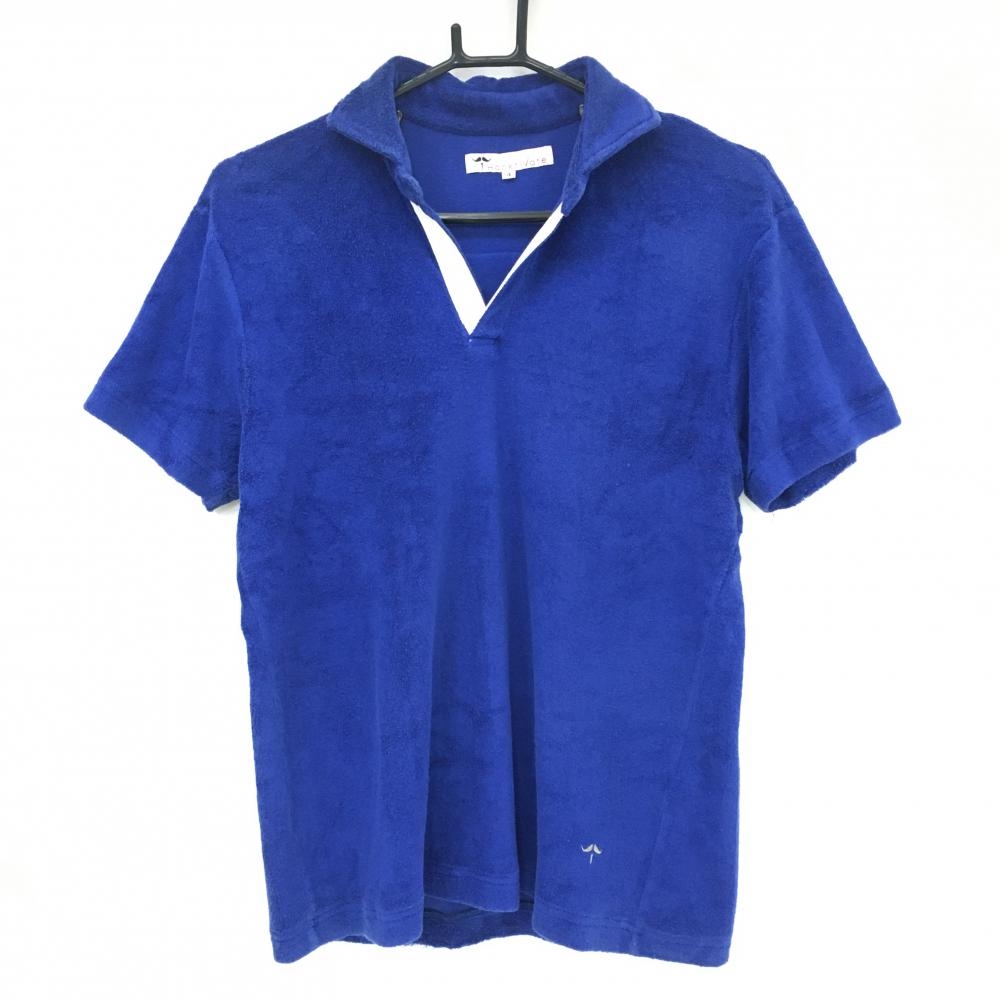 ハックティベート 半袖スキッパーシャツ ブルー パイル生地 ラッセルノ メンズ 4(M) ゴルフウェア RUSSELUNO
