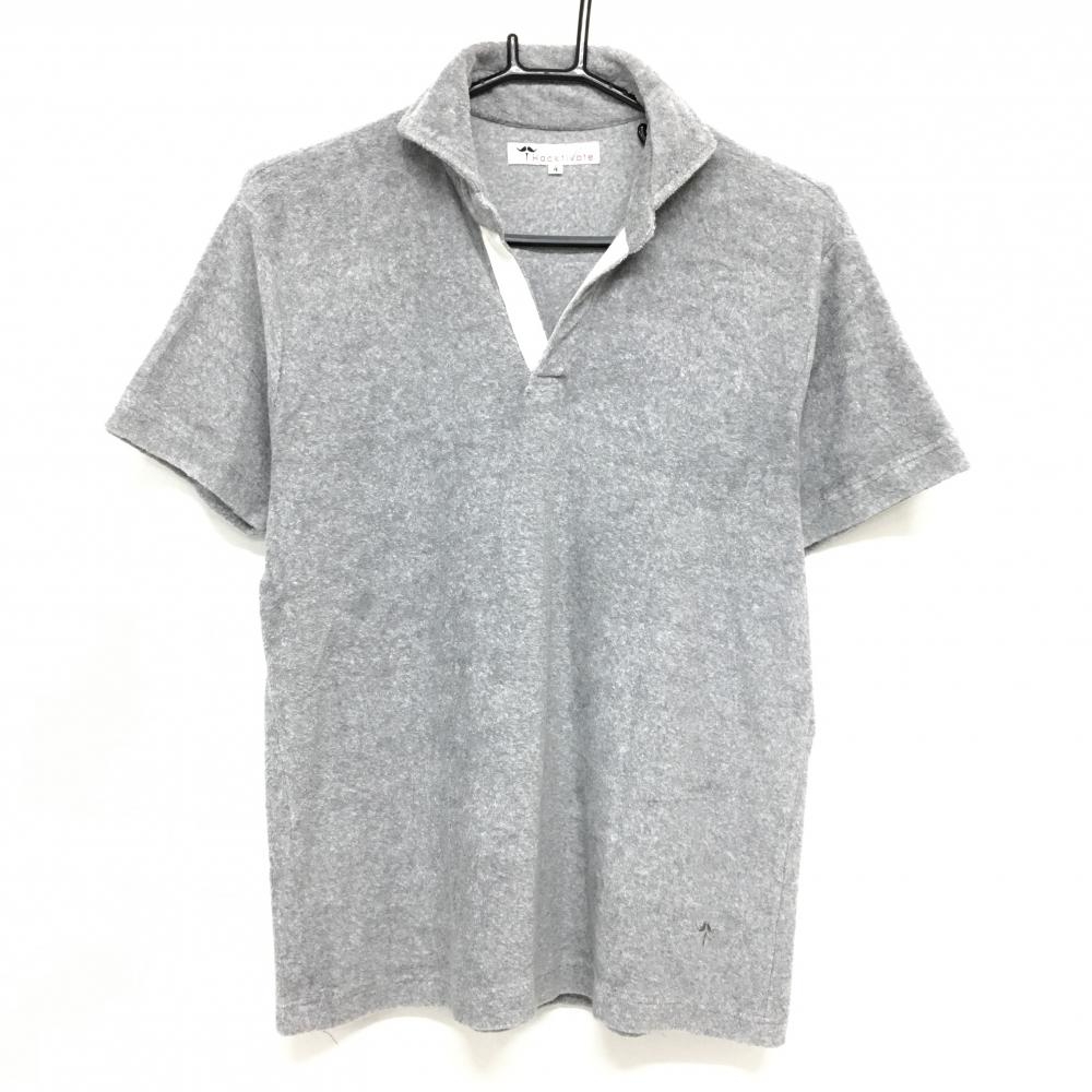 ハックティベート 半袖スキッパーシャツ グレー パイル生地 ラッセルノ メンズ 4(M) ゴルフウェア Hacktivate