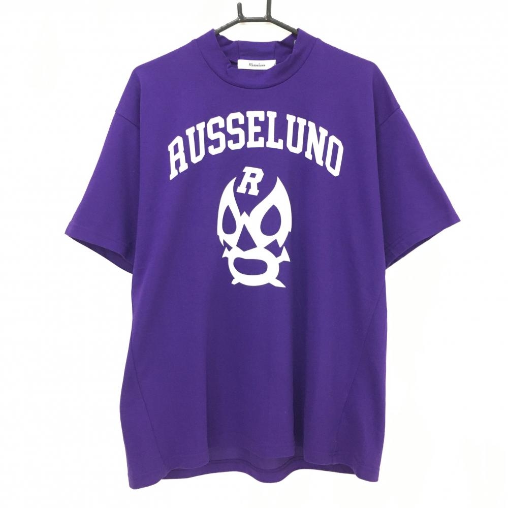 【超美品】ラッセルノ 半袖シャツ パープル×白 ルチャマスク プリント メンズ 7(2XL) ゴルフウェア 2025年モデル RUSSELUNO