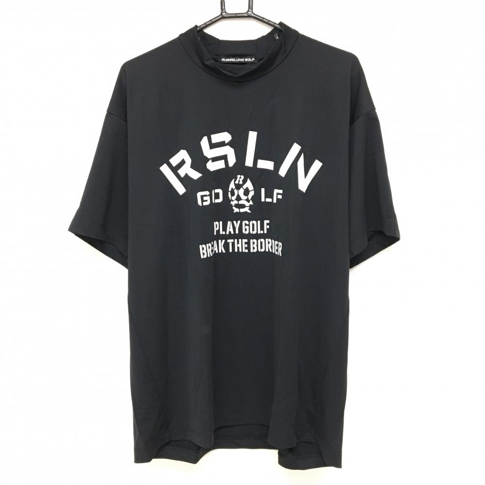 【超美品】ラッセルノ 半袖ハイネックシャツ 黒×白 ルチャマスク メンズ 7(2XL) ゴルフウェア 2024年モデル 大きいサイズ RUSSELUNO