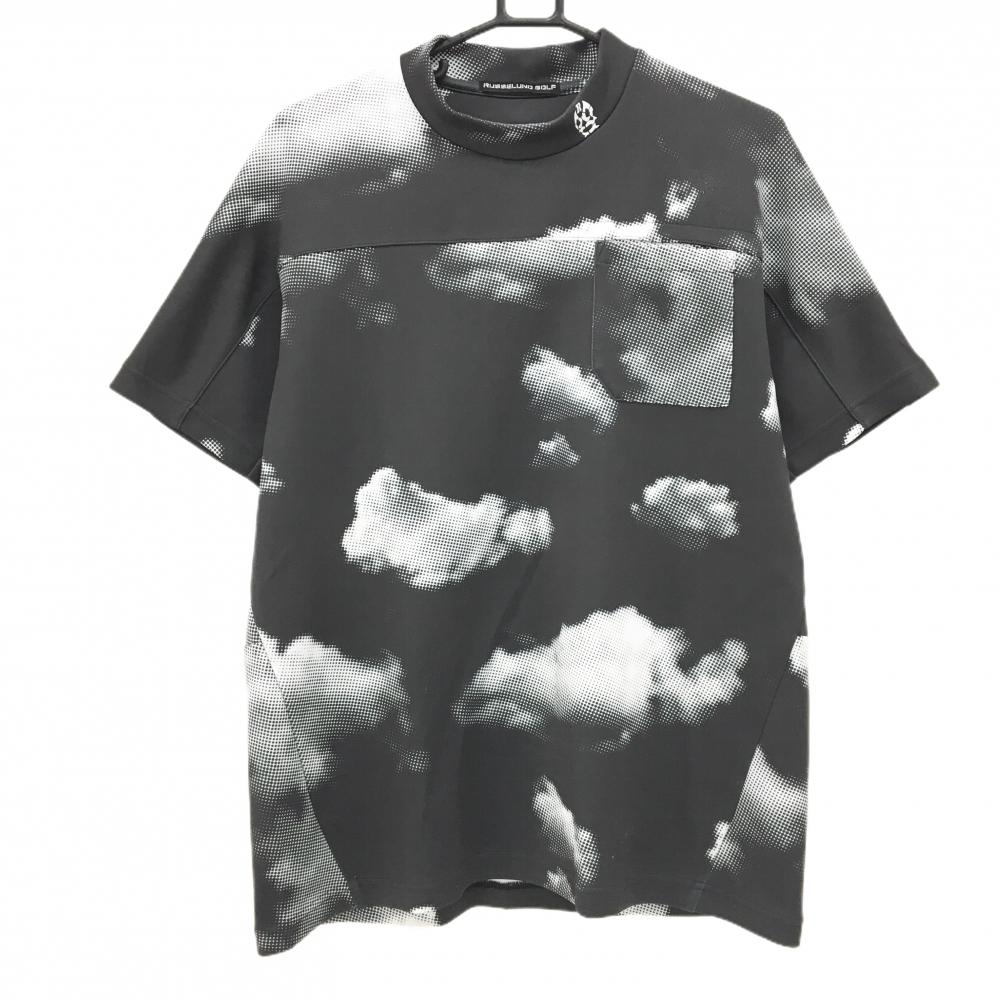 ラッセルノゴルフ 半袖ハイネックシャツ グレー×白 カモフラ ネックルチャマスク 迷彩  メンズ 6(XL) ゴルフウェア RUSSELUNO