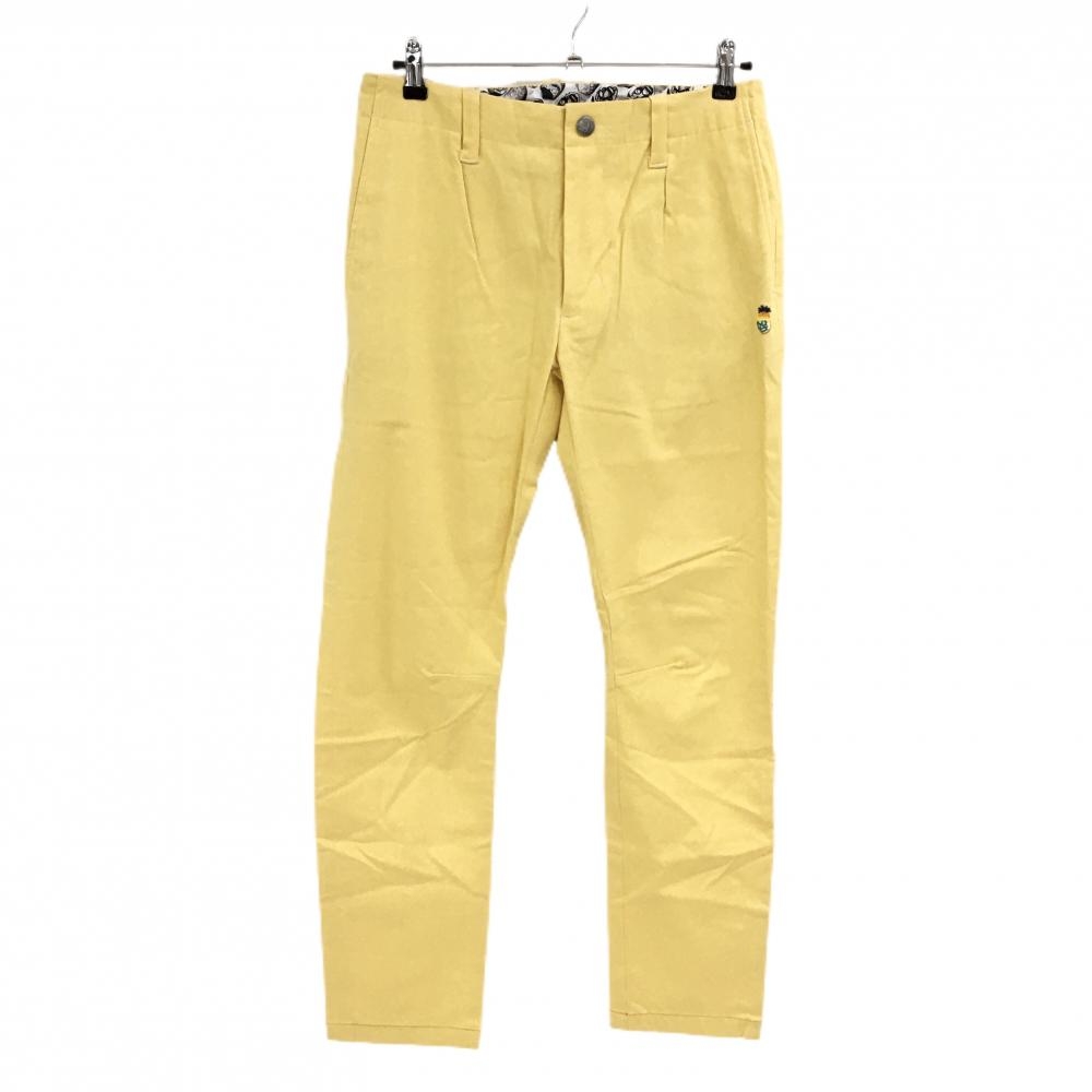 【超美品】ラッセルノ パンツ イエロー シンプル 裏一部ルチャマスク メンズ 4(M) ゴルフウェア RUSSELUNO