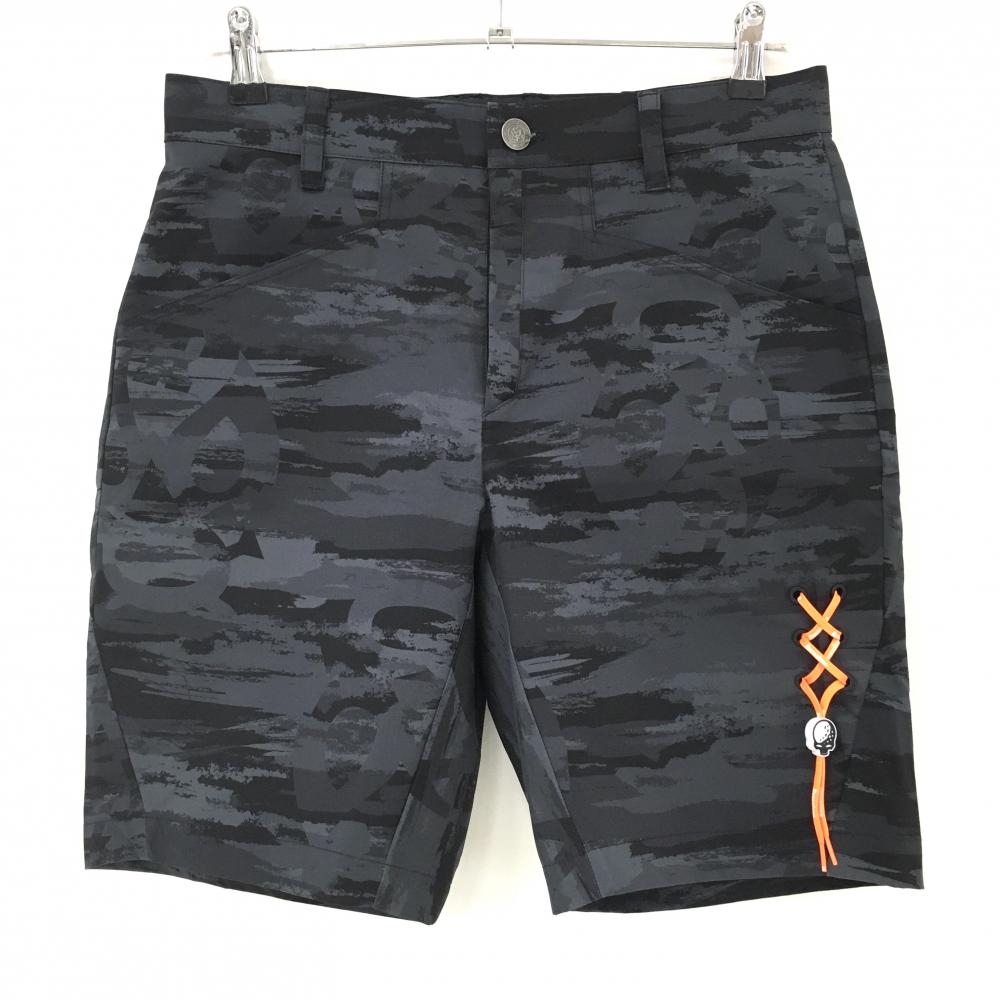 【超美品】ラッセルノ ハーフパンツ グレー×黒 総柄 ルチャマスク メンズ 4(M) ゴルフウェア RUSSELUNO