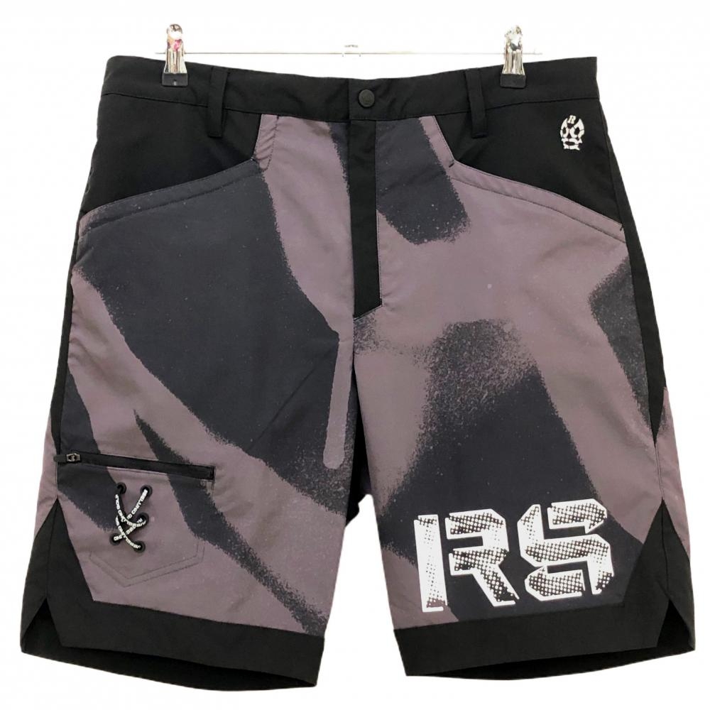 【超美品】ラッセルノゴルフ ハーフパンツ 黒×グレー 総柄 ルチャマスク  メンズ 7(2XL) ゴルフウェア 2024年モデル RUSSELUNO