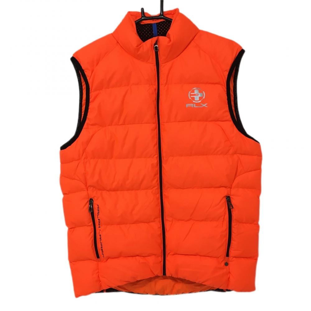 【超美品】RLXラルフローレン ダウンベスト 蛍光オレンジ ダウン80％ メンズ M ゴルフウェア Ralph Lauren