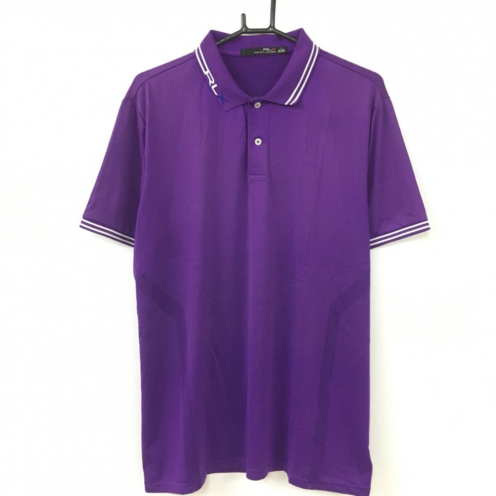 RLXラルフローレン 半袖ポロシャツ パープル×白 メッシュ メンズ L ゴルフウェア Ralph Lauren