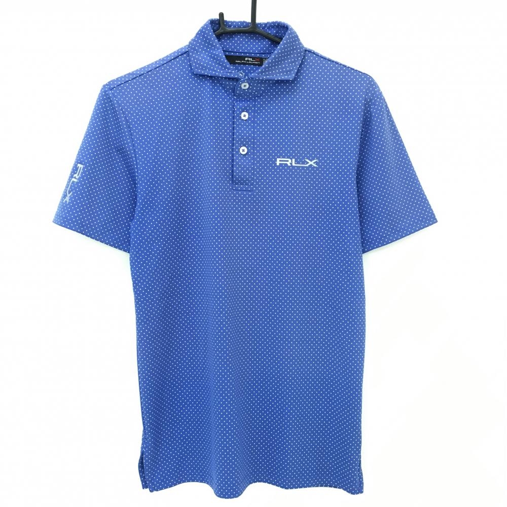RLXラルフローレン 半袖ポロシャツ ブルー×白 ドット メンズ XS ゴルフウェア Ralph Lauren