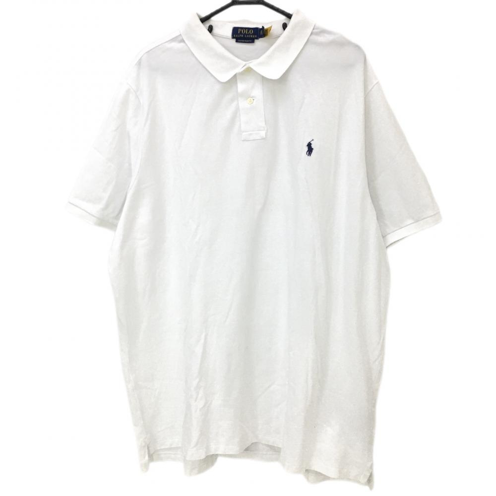 ポロbyラルフローレン 半袖ポロシャツ 白 ロゴ刺しゅう メンズ XXL/TTG ゴルフウェア 大きいサイズ Ralph Lauren