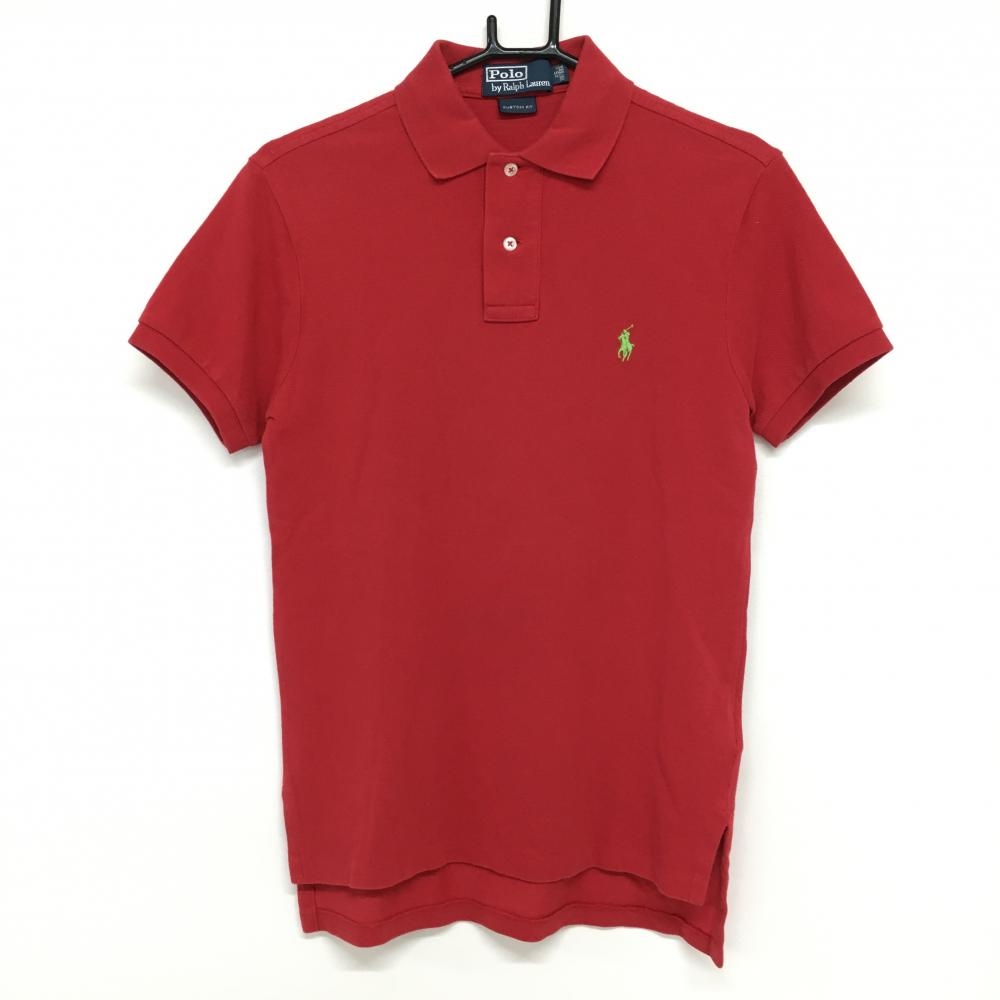 ポロbyラルフローレン 半袖ポロシャツ レッド ロゴ刺しゅう  メンズ XS ゴルフウェア Ralph Lauren