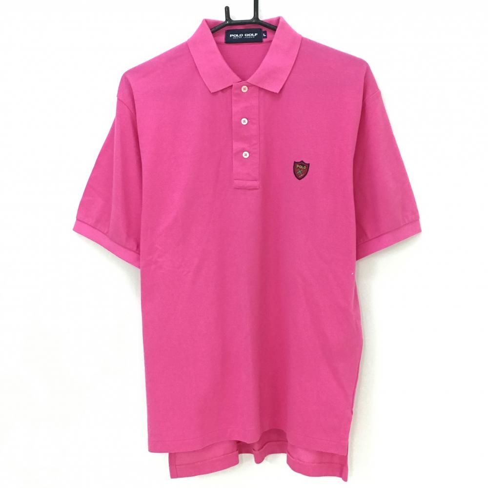 【美品】ポロゴルフ ラルフローレン 半袖ポロシャツ ピンク シンプル ロゴ刺しゅう メンズ L ゴルフウェア Ralph Lauren