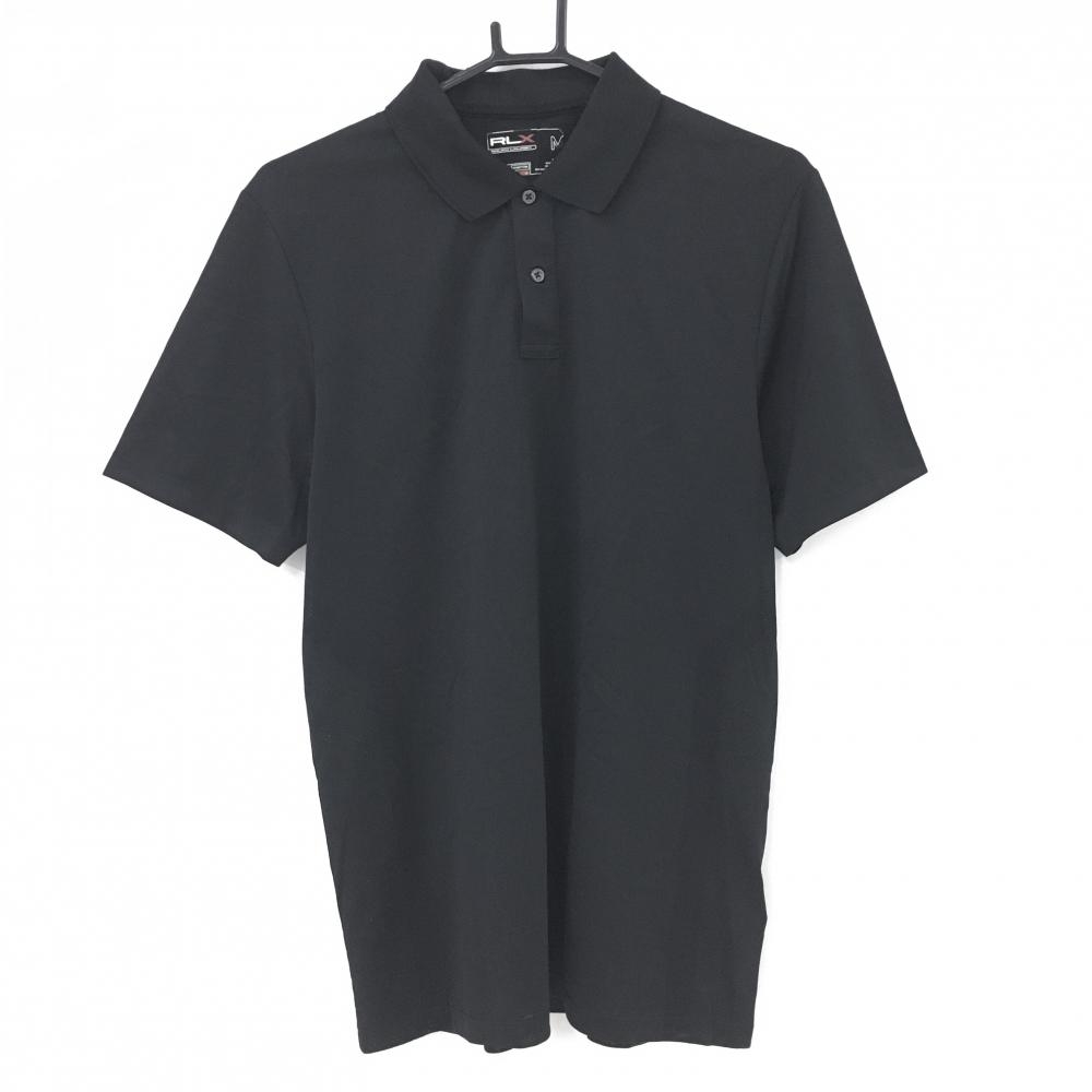 【美品】RLXラルフローレン 半袖ポロシャツ 黒 一部メッシュ メンズ M ゴルフウェア Ralph Lauren