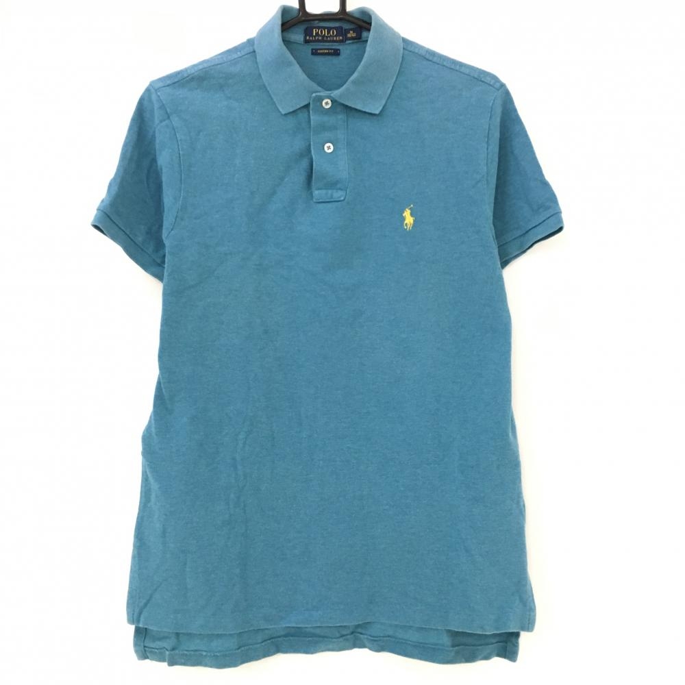 ポロラルフローレン 半袖ポロシャツ ブルーグリーン コットン100％  メンズ M ゴルフウェア Ralph Lauren