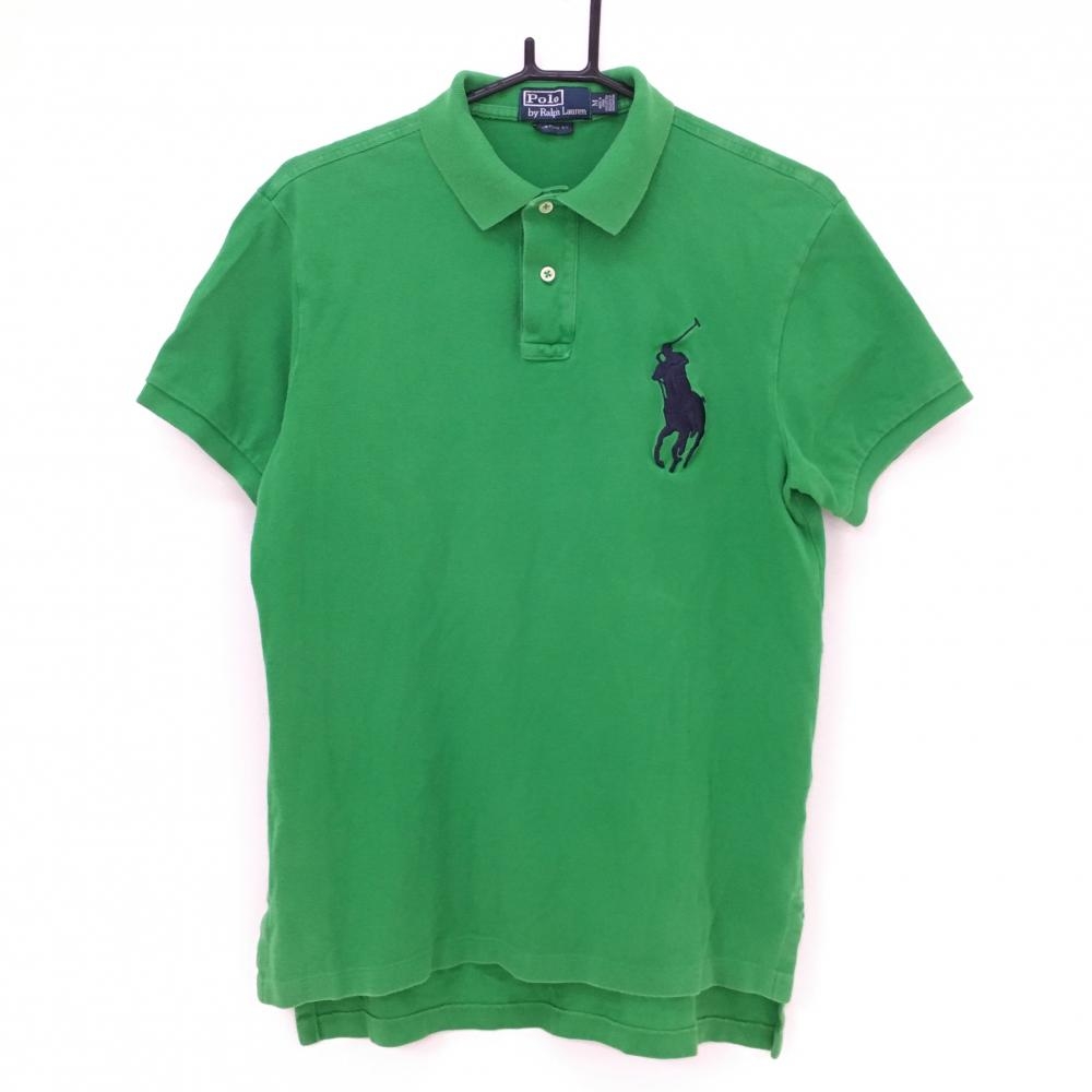 ポロbyラルフローレン 半袖ポロシャツ グリーン ロゴ刺しゅう ビッグポニー  メンズ M ゴルフウェア Ralph Lauren