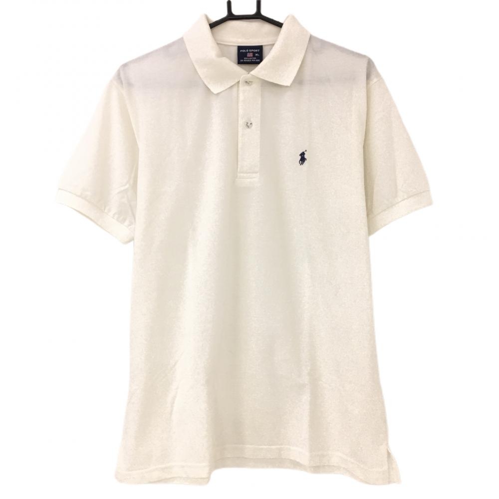 ポロスポーツ ラルフローレン 半袖ポロシャツ 白×ネイビー ロゴ刺しゅう  メンズ XL ゴルフウェア Ralph Lauren