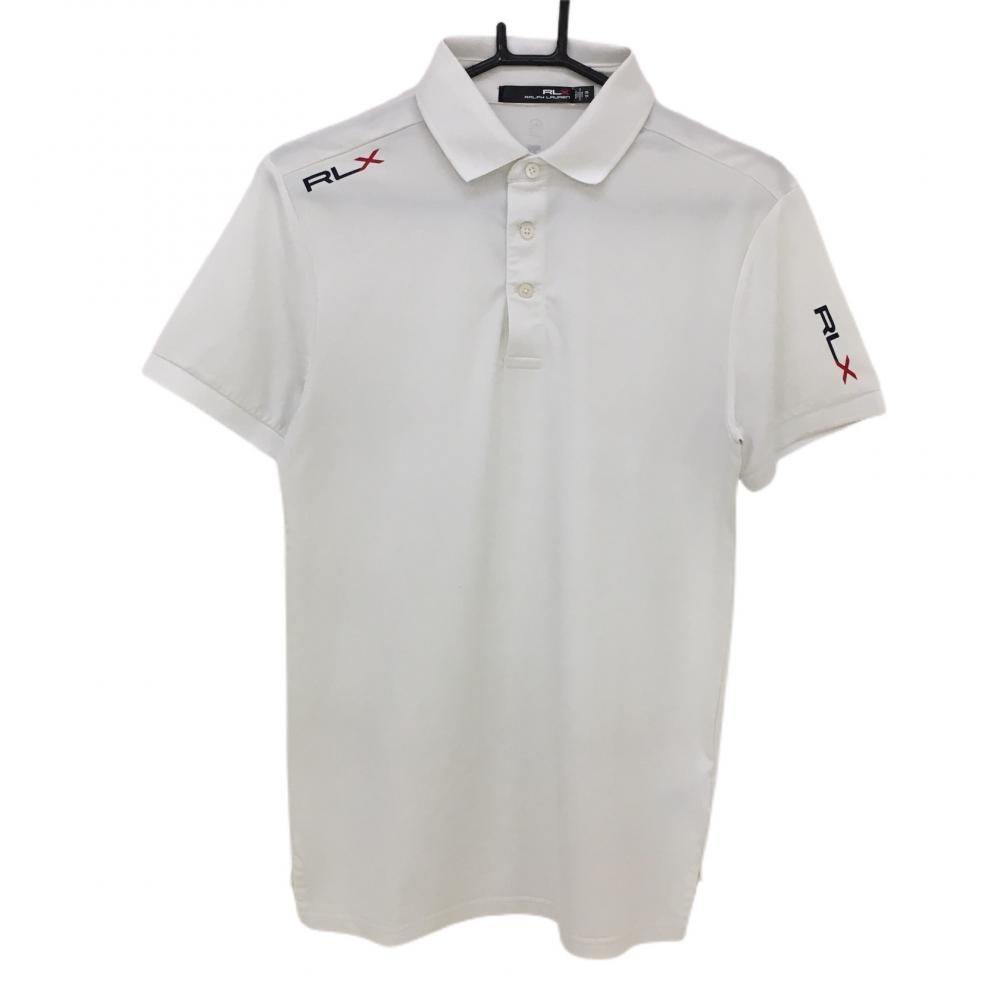 RLXラルフローレン 半袖ポロシャツ 白×黒 ロゴプリント メンズ XS ゴルフウェア Ralph Lauren
