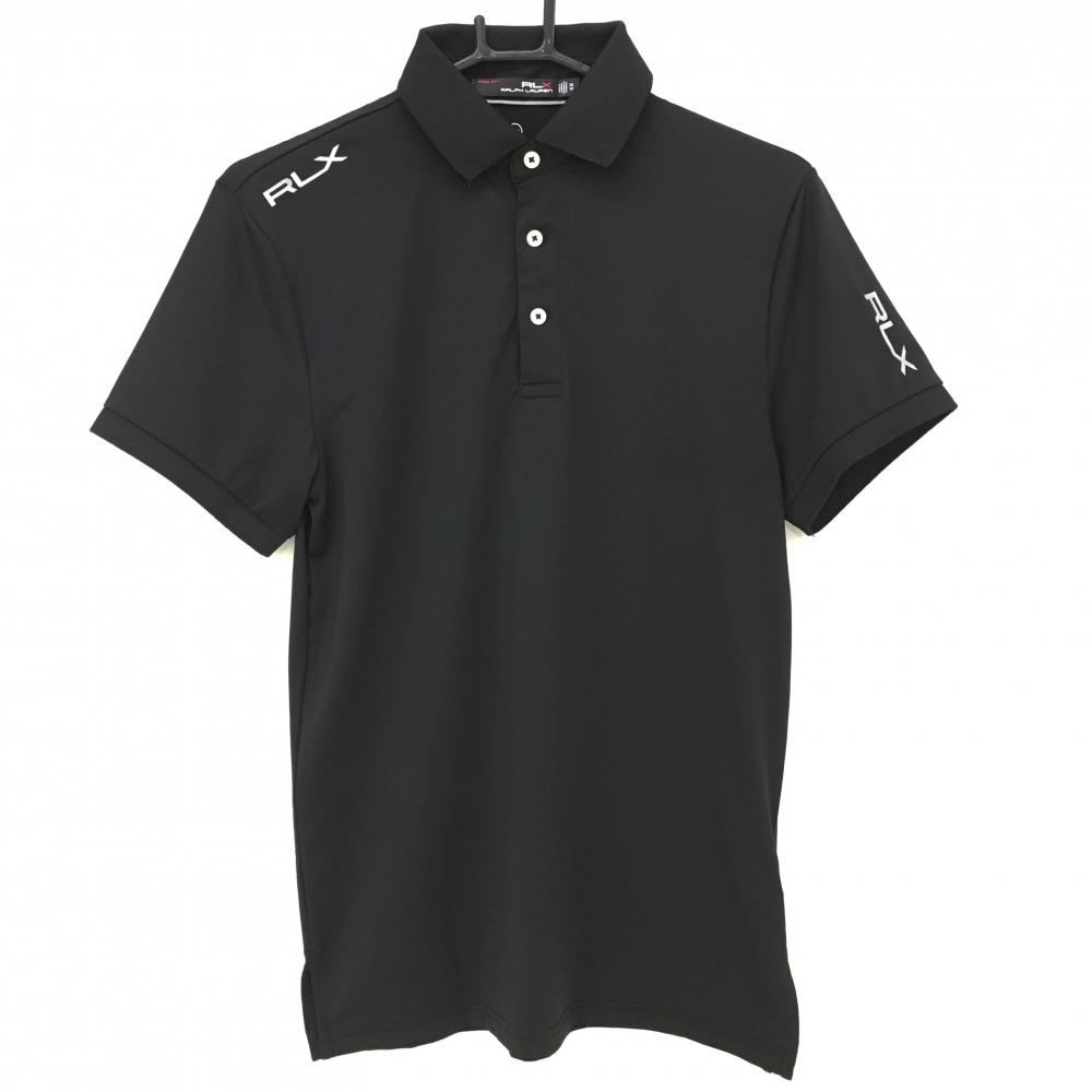 【超美品】RLXラルフローレン 半袖ポロシャツ 黒×シルバー シンプル 肩・袖ロゴ WICKING  メンズ XS ゴルフウェア Ralph Lauren