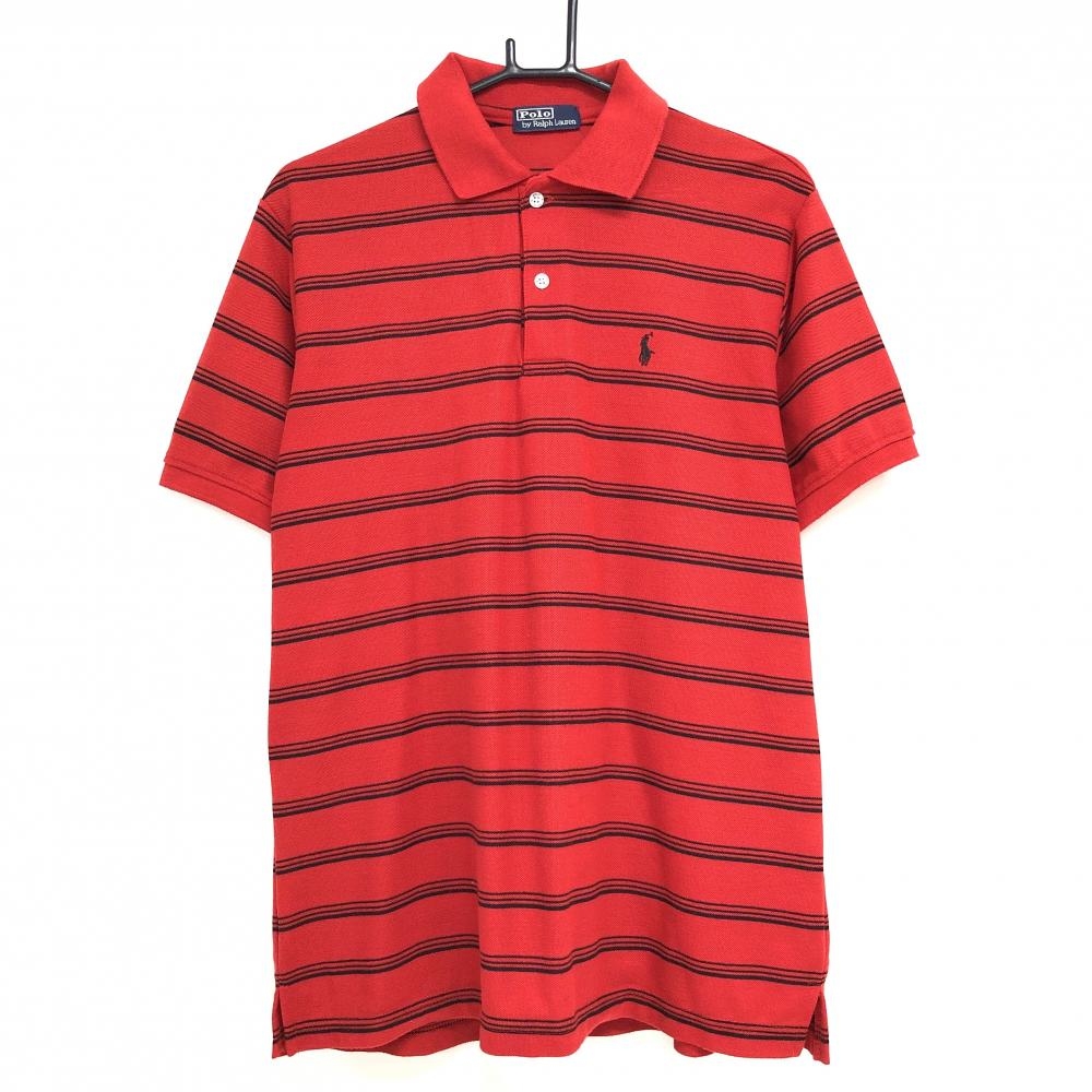 ポロラルフローレン 半袖ポロシャツ レッド×黒 ボーダー調  メンズ  ゴルフウェア Ralph Lauren