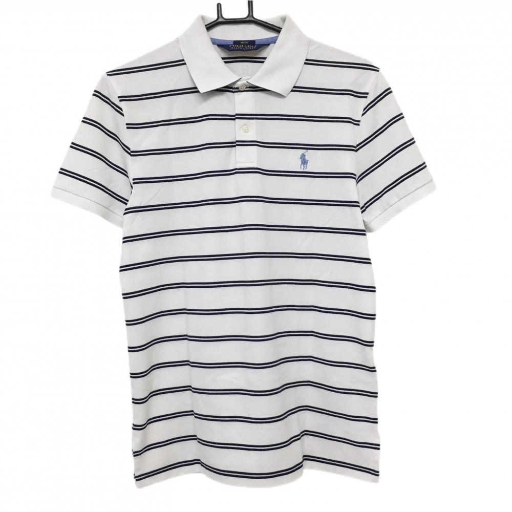ポロゴルフ 半袖ポロシャツ 白×ネイビー ボーダー ロゴブルー  メンズ SP ゴルフウェア Ralph Lauren