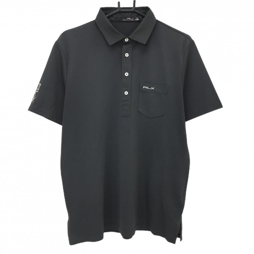 RLXラルフローレン 半袖ポロシャツ ダークグレー 胸ポケット メンズ M ゴルフウェア Ralph Lauren