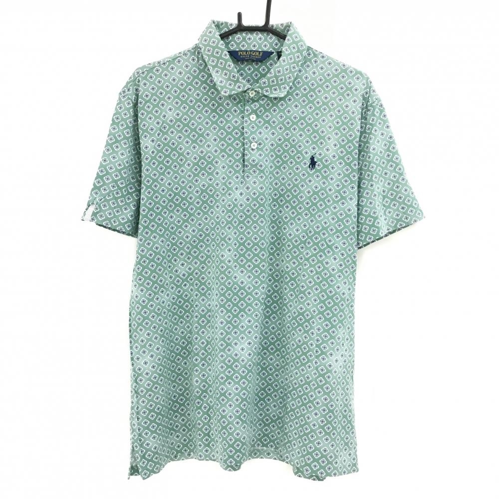 【超美品】ポロゴルフ 半袖ポロシャツ グリーン×ネイビー 総柄  メンズ XL ゴルフウェア Ralph Lauren