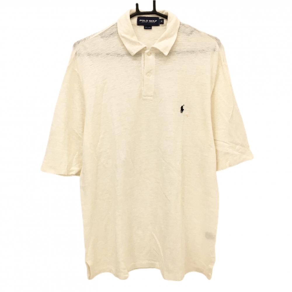 ポロゴルフ 半袖ポロシャツ ライトベージュ ポニー刺しゅう 透け感 リネン100％ メンズ M ゴルフウェア Ralph Lauren