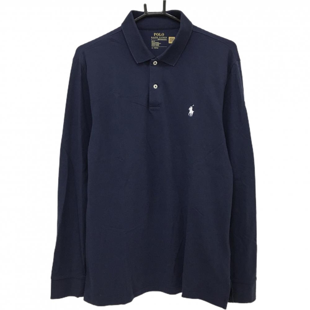 ポロラルフローレン 長袖ポロシャツ ネイビー ポニー刺しゅう メンズ M ゴルフウェア Ralph Lauren