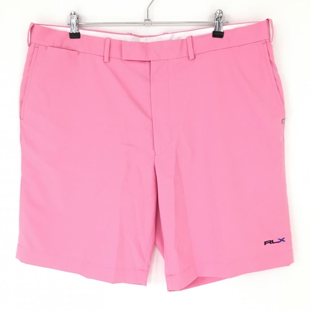 【美品】RLX ラルフローレン ハーフパンツ ピンク シンプル ロゴ刺しゅう メンズ 40(LL) ゴルフウェア Ralph Lauren