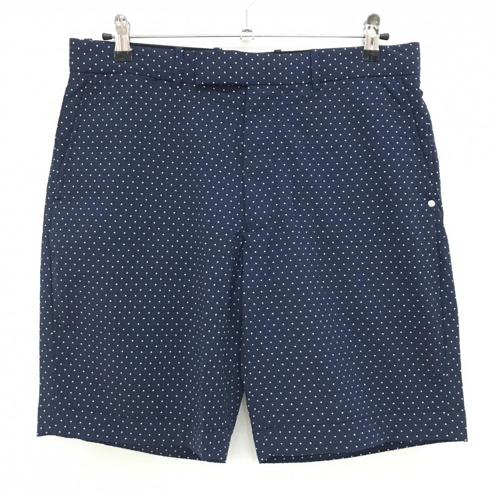 【美品】RLXラルフローレン ハーフパンツ ネイビー×白 ドット柄 サッカー生地  メンズ 32 ゴルフウェア Ralph Lauren
